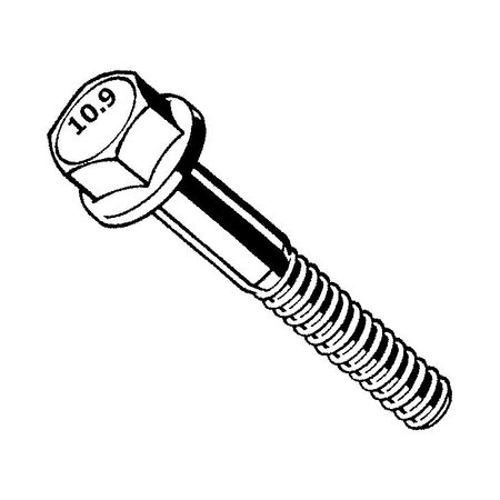 MIDWEST FASTENER Class 8.8, M6-1.00 Flange Bolt, Zinc Plated Steel, 60 mm L, 5 PK 933072